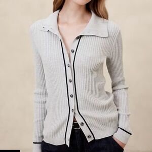 Banana republic CONTRAST-TRIM POLO CARDIGAN